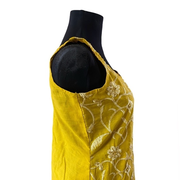 Beautiful Yellow Mustard Colored Embroidered Kurt’s Tunic Dress - Picture 8 of 16